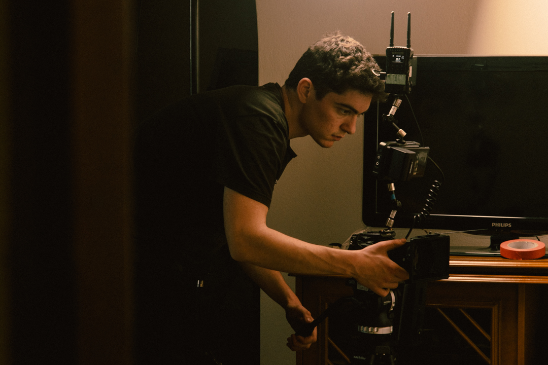 Behind the scenes during filming